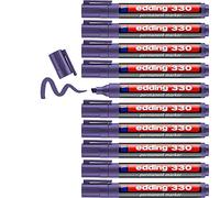 edding 330 Marqueur permanent - violet - 10 stylos - pointe biseautée 1-5 mm - sèche vite, résiste à l'eau et aux frottements - pour carton, plastique, bois, métal, verre