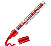 edding 3300 Marqueur permanent - rouge - 1 stylo - pointe biseautée 1-5 mm - sèche vite - résiste à l'eau et à l'essuyage - pour carton, plastique, bois, métal - Marqueur universel