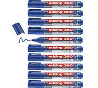 edding 360 Marqueur pour tableaux blancs - bleu - 10 stylos - pointe ronde 1,5-3 mm - feutre effaçable - pour tableaux blanc, magnétique, mémo et chevalet de conférence - sketchnotes - rechargeable