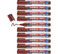 edding 360 Marqueur pour tableaux blancs - marron - 10 stylos - pointe ronde 1,5-3 mm - feutre effaçable - pour tableaux blanc, magnétique, mémo et chevalet de conférence - sketchnotes