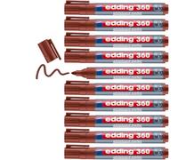 Edding 360 Marqueur pour tableaux blancs - marron - 10 stylos - pointe ronde 1,5-3 mm - feutre effaçable - pour tableaux blanc, magnétique, mémo et chevalet de conférence - sketchnotes