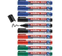 edding 360 Marqueur pour tableaux blancs - multi-couleur - 10 stylos - pointe ronde 1,5-3 mm - feutre effaçable - pour tableaux blanc, magnétique, mémo et chevalet de conférence - rechargeable