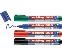 Edding 360 Marqueur Pour Tableaux Blancs - Multi-Couleur - 4 Stylos - Pointe Ronde 1,5-3 Mm - Feutre Effaçable - Pour Tableaux Blanc, Magnétique, Mémo Et Chevalet De Conférence - Rechargeable