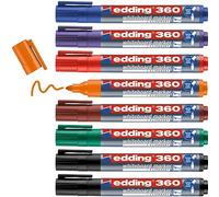 edding 360 Marqueur pour tableaux blancs - multi-couleur - étui de 8 stylos - pointe ronde 1,5-3 mm - feutre effaçable - pour tableaux blanc, magnétique, mémo et chevalet de conférence - rechargeable