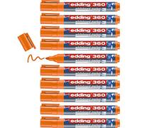 edding 360 Marqueur pour tableaux blancs - orange - 10 stylos - pointe ronde 1,5-3 mm - feutre effaçable - pour tableaux blanc, magnétique, mémo et chevalet de conférence - sketchnotes