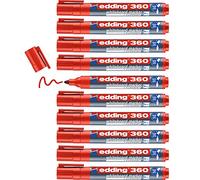 edding 360 Marqueur pour tableaux blancs - rouge - 10 stylos - pointe ronde 1,5-3 mm - feutre effaçable - pour tableaux blanc, magnétique, mémo et chevalet de conférence - sketchnotes - rechargeable