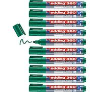 edding 360 Marqueur pour tableaux blancs - vert - 10 stylos - pointe ronde 1,5-3 mm - feutre effaçable - pour tableaux blanc, magnétique, mémo et chevalet de conférence - sketchnotes - rechargeable