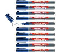 edding 361 Marqueur pour tableaux blancs - bleu - 10 stylos - pointe ronde 1 mm - feutre effaçable - pour tableaux blanc, magnétique, mémo et chevalet de conférence - sketchnotes - rechargeable