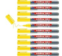 Edding 361 Marqueur pour tableaux blancs - jaune - 10 stylos - pointe ronde 1 mm - feutre effaçable - pour tableaux blanc, magnétique, mémo et chevalet de conférence - sketchnotes