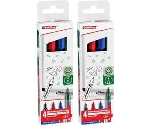 Edding 361 Marqueur pour tableaux blancs - multi-couleur - étui de 4 stylos - pointe ronde 1 mm - feutre effaçable - pour tableaux blanc, magnétique, mémo et chevalet de conférence - rechargeable