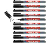 edding 361 Marqueur pour tableaux blancs - noir - 10 stylos - pointe ronde 1 mm - feutre effaçable - pour tableaux blanc, magnétique, mémo et chevalet de conférence - sketchnotes - rechargeable