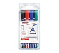 edding 363 Marqueur pour tableaux blancs - multi-couleur - étui de 4 stylos - pointe biseautée 1-5mm - feutre effaçable - pour tableaux blanc, magnétique, mémo et chevalet de conférence - rechargeable