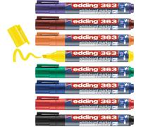 edding 363 Marqueur pour tableaux blancs - multi-couleur - étui de 8 stylos - pointe biseautée 1-5mm - feutre effaçable - pour tableaux blanc, magnétique, mémo et chevalet de conférence - rechargeable