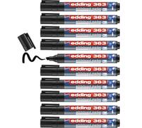 edding 363 Marqueur pour tableaux blancs - noir - 10 stylos - pointe biseautée 1-5 mm - feutre effaçable - pour tableaux, blanc, magnétique, mémo et chevalet de conférence - sketchnotes - rechargeable