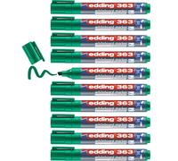 edding 363 Marqueur pour tableaux blancs - vert - 10 stylos - pointe biseautée 1-5 mm - feutre effaçable - pour tableaux, blanc, magnétique, mémo et chevalet de conférence - sketchnotes - rechargeable
