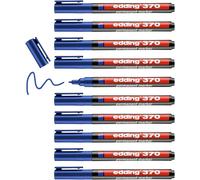 Edding 370 Marqueur Permanent - Bleu - 10 Stylos - Pointe Ronde Fine 1 Mm - Imperméable, Sèche Vite - Marqueur Polyvalent Universel - Pour Carton, Plastique, Bois, Métal, Verre, Pierre, Toile