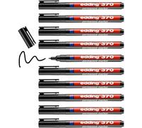 Edding 370 Marqueur Permanent - Noir - 10 Stylos - Pointe Ronde Fine 1 Mm - Imperméable, Sèche Vite - Marqueur Polyvalent Universel - Pour Carton, Plastique, Bois, Métal, Verre, Pierre, Toile