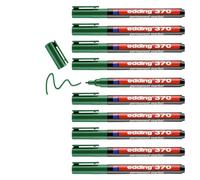 edding 370 Marqueur permanent - Vert - 10 stylos - Pointe ronde fine 1 mm - Imperméable, sèche vite - Marqueur polyvalent universel - pour carton, plastique, bois, métal, verre, pierre, toile