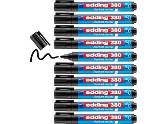 Edding 380 Marqueur pour chevalets - noir - 10 marqueurs - pointe ronde 1,5-3 mm - marqueur pour écrire, dessiner et marquer sur du papier pour tableau de conférence - ne déborde pas - ne sèche pas