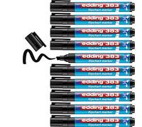 edding Marqueurs pour chevalets 383 – Noir, 10 marqueurs, pointe biseautée 1–5 mm, ne sèche pas