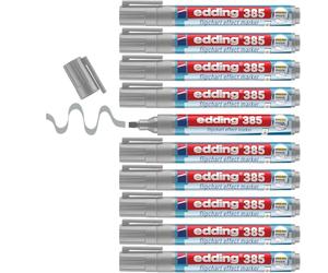 edding 385 Marqueur chevalet pour effets - gris - boîte de 10 - pointe pinceau flexible 1-5 mm - marqueur pour souligner, ombrer et marquer sur des tableaux de conférence - ne passe pas à travers