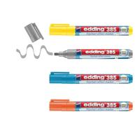 edding 385 Marqueur chevalet pour effets - set de 4 - multicolore - pointe pinceau flexible 1-5 mm - marqueur pour souligner, ombrer et marquer sur le flipchart - ne déteint pas - ne sèche pas
