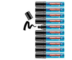 edding 388 Marqueur pour chevalets - noir - 10 marqueurs - pointe biseautée 4-12 mm - marqueur pour écrire, dessiner et marquer sur du papier pour tableau de conférence - ne déborde pas - ne sèche pas