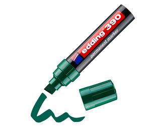 edding 390 Marqueur permanent - Vert - 10 stylos - Pointe biseautée épaisse 4-12 mm - Imperméable, sèche vite - Marqueur polyvalent universel - pour carton, plastique, bois, métal, verre, toile