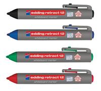 Edding 4-12-4 Retract 12 Marqueur Pour Tableau Blanc Assortiment 4pk
