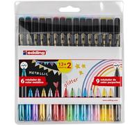 Edding 4-1200-15 - Pack de marqueurs 1200 13+2 - Couleurs métalliques/paillettes