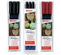 Edding 4-1255-3-001 Stylo de calligraphie, assortiment noir + rouge + bleu | 3 trousses de 3 stylos de calligraphie différents