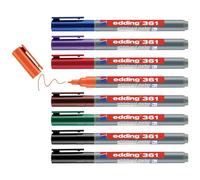Edding 4-361-8-S2999 Set de marqueurs pour tableau blanc noir, rouge, bleu,
