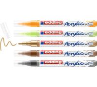 Edding 5300 marqueur acrylique fin - couleurs naturelles - set de 5 - pointe fine 1-2 mm - marqueurs acryliques pour la peinture sur toile, papier d'art, bois, pierre - Made in Germany
