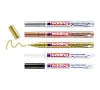 Edding 4-751-5-999 Marqueur peinture noir, blanc, or, argent, cuivre 2 mm, 4 mm