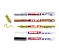 Edding 4-751-5-999 Marqueur peinture noir, blanc, or, argent, cuivre 2 mm, 4 mm