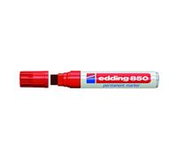 edding 850 Marqueur permanent - rouge - 5 stylos - pointe biseautée 5-15 mm - pour des marquages larges - sèche vite, résiste à l'eau et aux frottements - pour carton, plastique, bois, métal, verre
