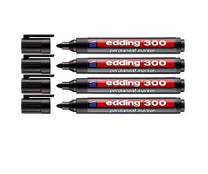 Edding 400 feutre permanent - RECHARGEABLE - Noir, 4er Set