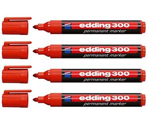 Edding 400 feutre permanent - RECHARGEABLE - rouge, 4er Set