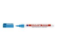 edding 400 Marqueur permanent - bleu clair - 1 stylo - pointe ronde fine 1 mm - sèche vite, résiste à l'eau et aux frottements - pour carton, plastique, bois, métal, verre