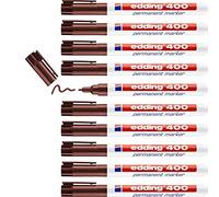 edding 400 Marqueur permanent - marron - 10 stylos - pointe ronde fine 1 mm - sèche vite, résiste à l'eau et aux frottements - pour carton, plastique, bois, métal, verre