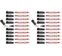 Edding 400 Marqueur permanent - noir - 10 stylos - pointe ronde fine 1 mm - sèche vite, résiste à l'eau et aux frottements - pour carton, plastique, bois, métal, verre (Lot de 2)