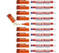 edding 400 Marqueur permanent - orange - 10 stylos - pointe ronde fine 1 mm - sèche vite, résiste à l'eau et aux frottements - pour carton, plastique, bois, métal, verre