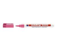 edding 400 Marqueur permanent - rose - 1 stylo - pointe ronde fine 1 mm - sèche vite, résiste à l'eau et aux frottements - pour carton, plastique, bois, métal, verre