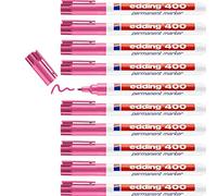 edding 400 Marqueur permanent - rose - 10 stylos - pointe ronde fine 1 mm - sèche vite, résiste à l'eau et aux frottements - pour carton, plastique, bois, métal, verre