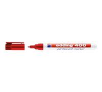edding 400 Marqueur permanent - rouge - 10 stylos - pointe ronde fine 1 mm - sèche vite, résiste à l'eau et aux frottements - pour carton, plastique, bois, métal, verre