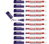 edding 400 Marqueur permanent - violet - 10 stylos - pointe ronde fine 1 mm - sèche vite, résiste à l'eau et aux frottements - pour carton, plastique, bois, métal, verre