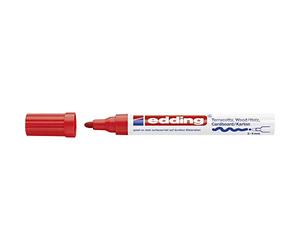 edding 4000 Marqueur peinture à encre mate - 1 marqueur - pointe ogive 2-4 mm - rouge - pour écrire et décorer sur surfaces rugueuses, foncées ou poreuses - idéal pour terre cuite, carton, bois