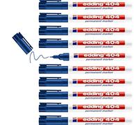 edding 404 Marqueur permanent - bleu - 10 stylos - pointe ronde fine,75 mm - sèche vite, résiste à l'eau et aux frottements - pour carton, plastique, bois, métal, verre