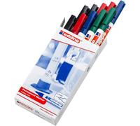 Edding 404 Marqueur Permanent - Noir, Rouge, Bleu, Vert - 10 Stylos - Pointe Ronde Fine,75 Mm - Sèche Vite, Résiste À L'eau Et Aux Frottements - Pour Carton, Plastique, Bois, Métal, Verre