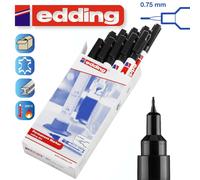 Edding 404 Noir Marqueur Permanent Stylo Imperméable EF Extra Fin 10 Pièces